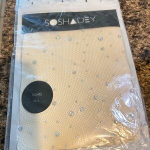 Soshadey Cream Rhinestone Tights